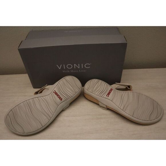 Vionic Women's Sz 7.5M Bone Leather Snake Print Leather T-Strap Sandal $100 - Picture 2 of 10